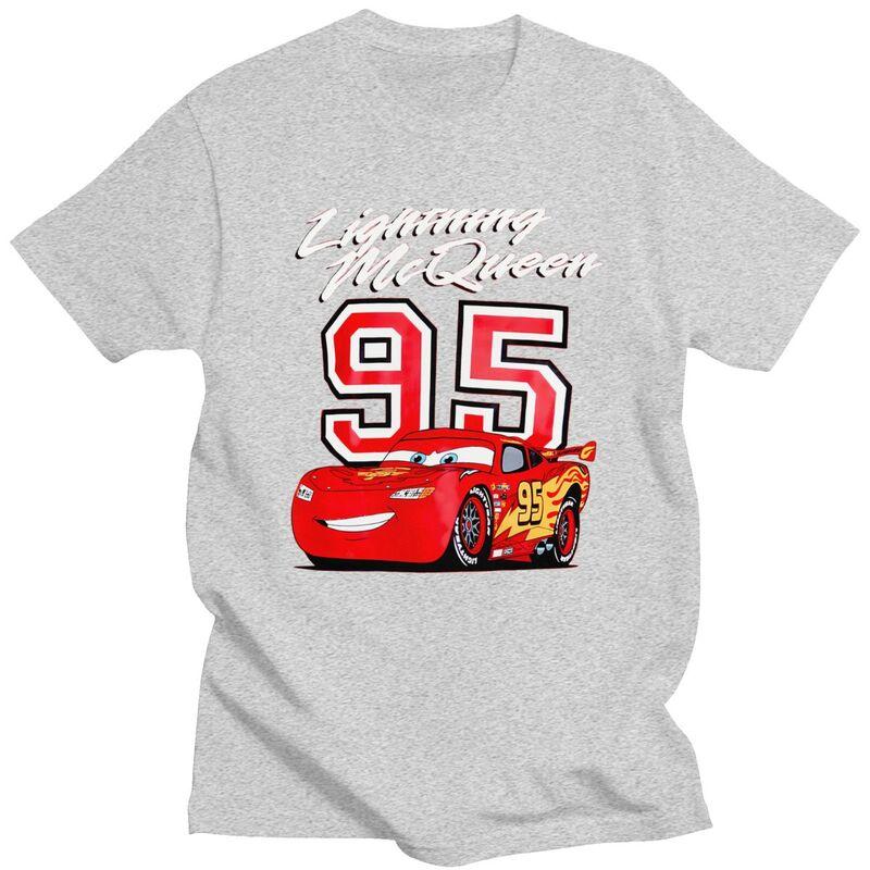 Custom Lightning McQueen T Shirt Men Tshirt Casual Tees Car Cartoon T-shirt Loose Fit Clothing Gift