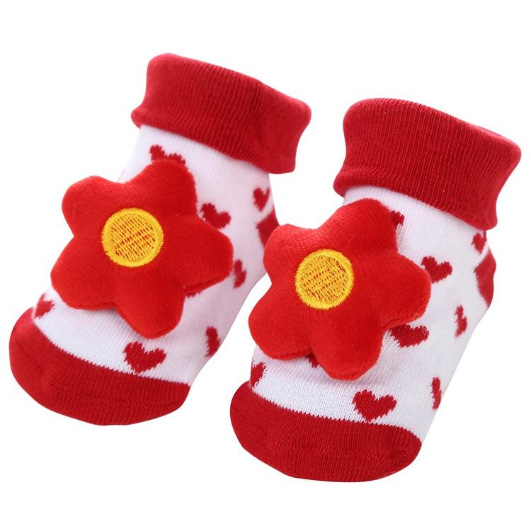 READY STOCK 0-12months Newborn New Cartoon Anti-skid Three-dimensional Doll Baby Socks Striped Dot Cute Children's Socks