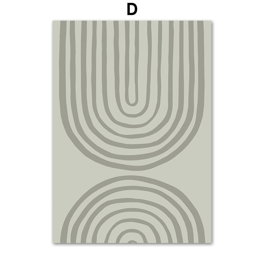 Moon Tree Leaf Geometric Curve Line Botanical Modern Posters And Prints Wall Art Canvas Painting Decor Pictures For Living Room