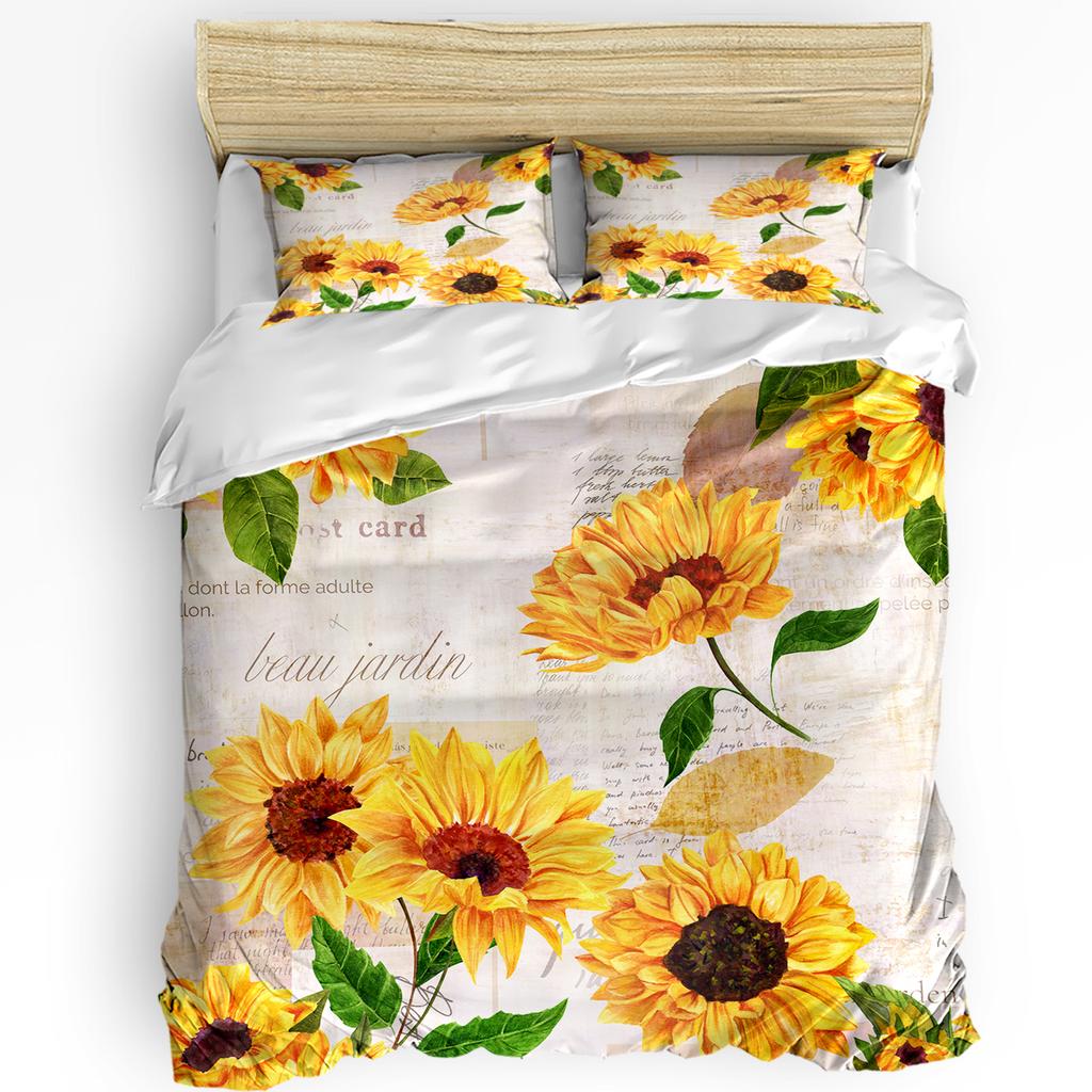Flowers Leaves 3pcs Bedding Set For Bedroom Double Bed Home Textile Duvet Cover Quilt Cover Pillowcase