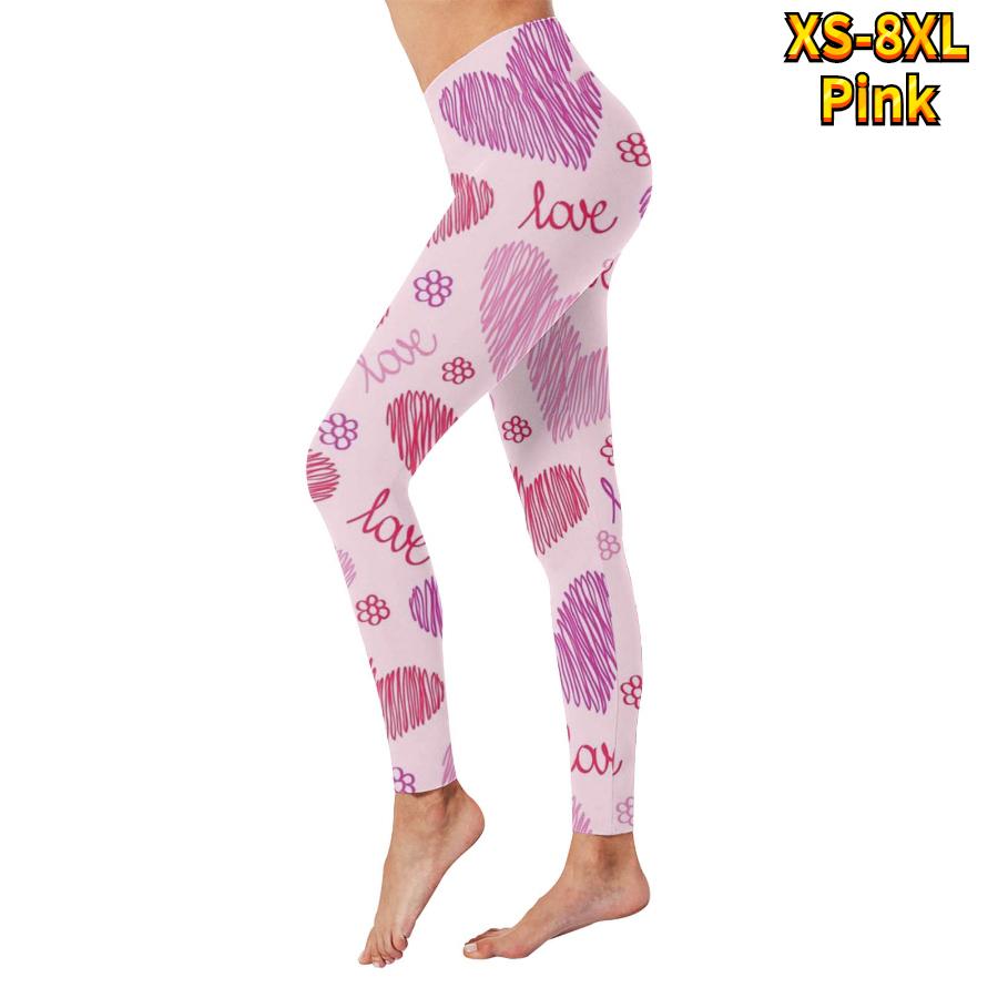Womens Blue Love Prints Stretch Yoga Leggings Fitness Running Gym Sports Active Pants