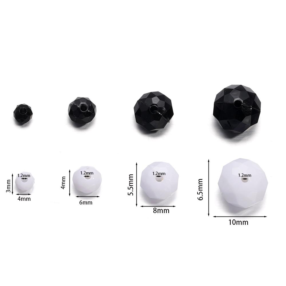 20-100 Stück/Los 4-10mm Schwarz Weiß Acryl Flaches Charms-Abstandshalter Lose Perlen für DIY Halskette Armband Schmuckherstellung Zubehör