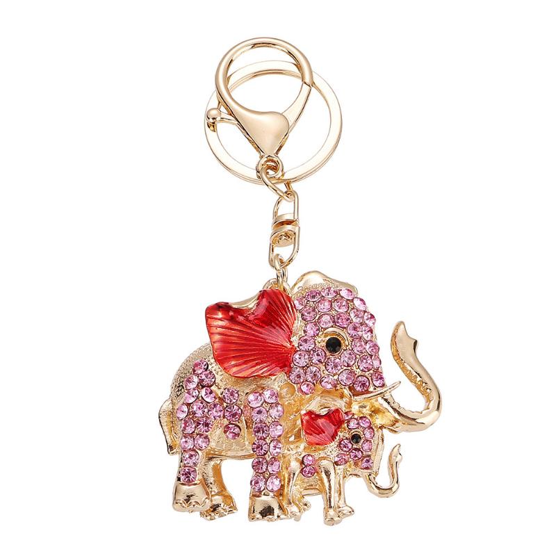 Fashion Rhinestone Elephant Keychains Cute Animal Keyrings Car Key Chain Women Bag Charm Pendant Jewelry