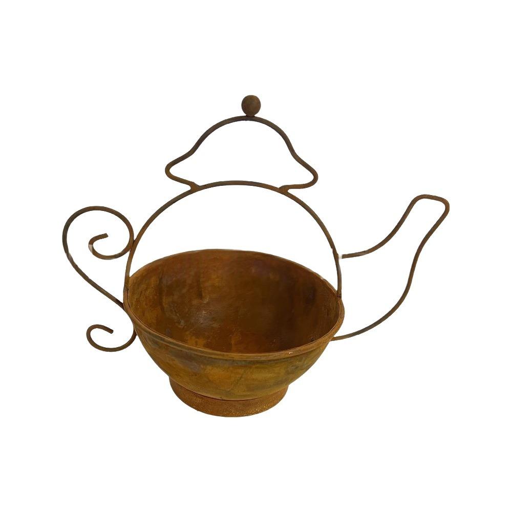 Decorative Kettle Shape Flower Pots Rust-Resistant Metal Teapot Planter Balcony