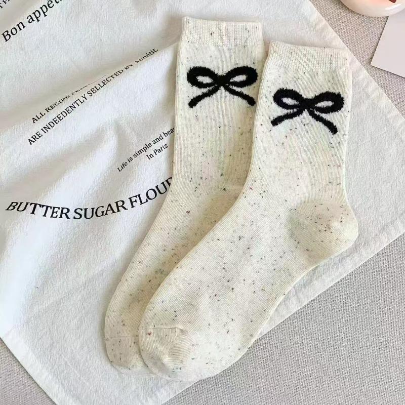 10pairs Socks for Women, Mid-calf Socks, Spring and Autumn Style, Little Bear, Ins Cartoon, Japanese Color Dot Socks