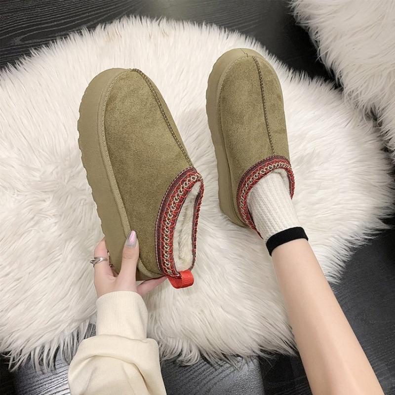 Snow Boots Women, Autumn and Winter New Thick-soled Bag Head Half Slippers Piled and Thickened Cotton Shoes