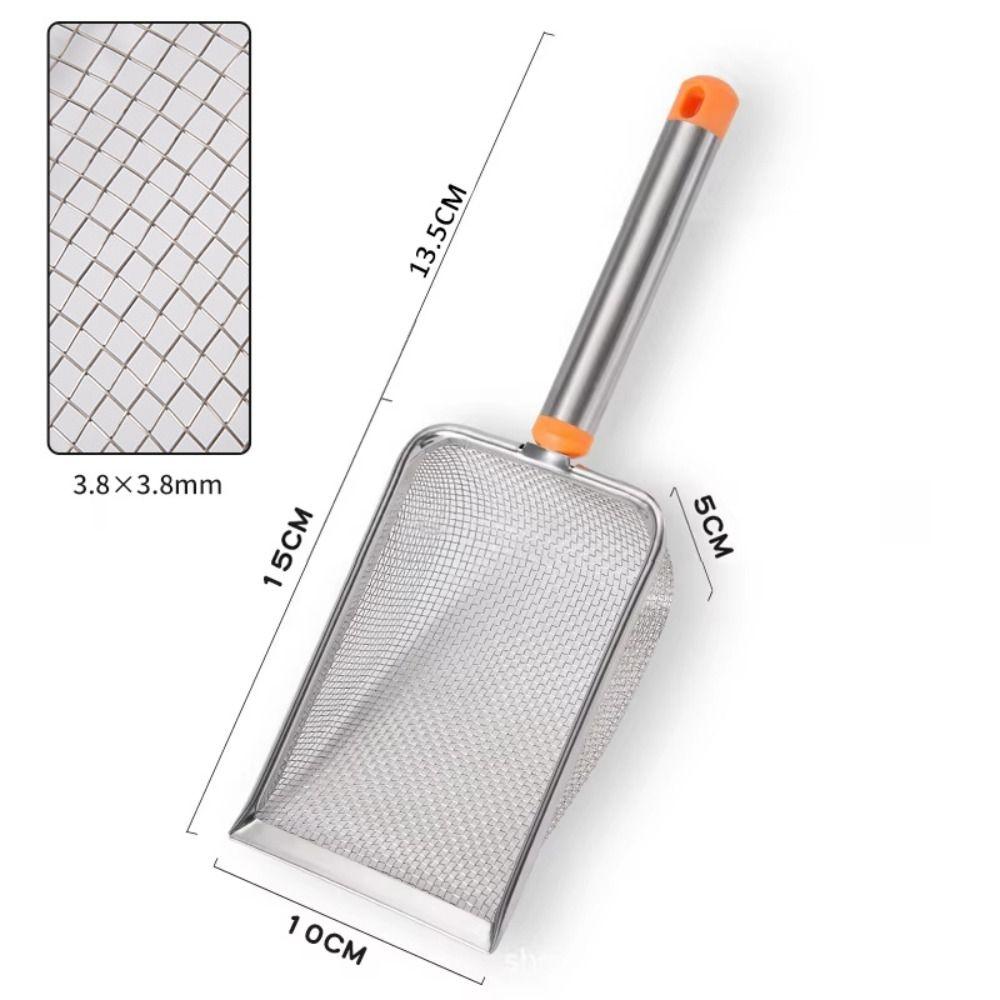 Convenient Stainless Steel Cat Litter Scoop Hanging Hole Leak Fast Cat Litter Sifter Long Handle Pet Cleanning Tool Hamsters