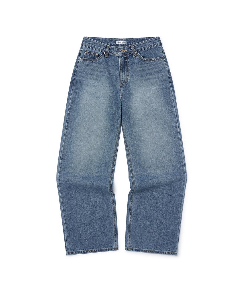 PLUNASTUDIO Ash Wide Denim Pants (Blue)