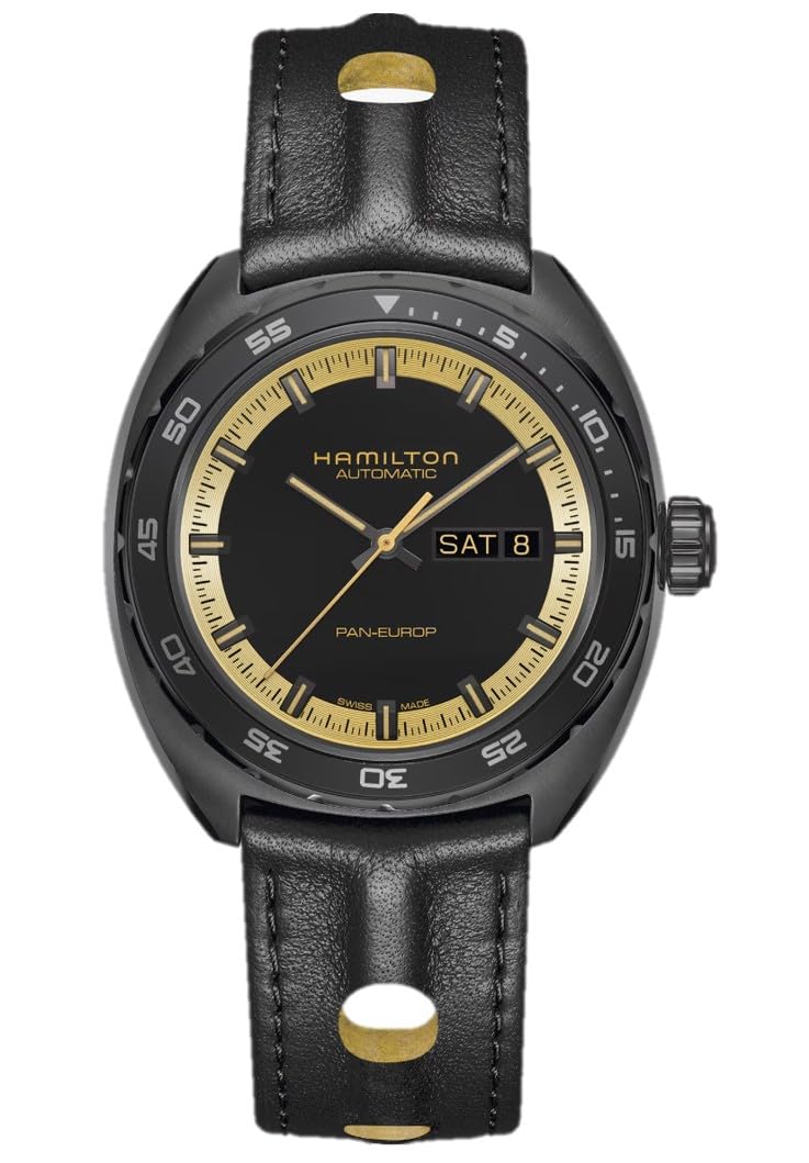 

Wristwatch American Classic Pan Euro Day Date Auto H35425730 Black [Hamilton] Men s [Used] чорний
