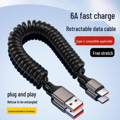 6A Retractable Car Data Cable - Super Fast Charging for Huawei & Apple, Perfect for Car & Motorcycle