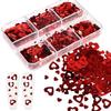 Valentine’s Day Nail Glitters Red Heart Nail Art Sequins 3D Holographic Hollow Heart Love Nail Flakes Glitter Powder 6 Grids Heart Sparkly for