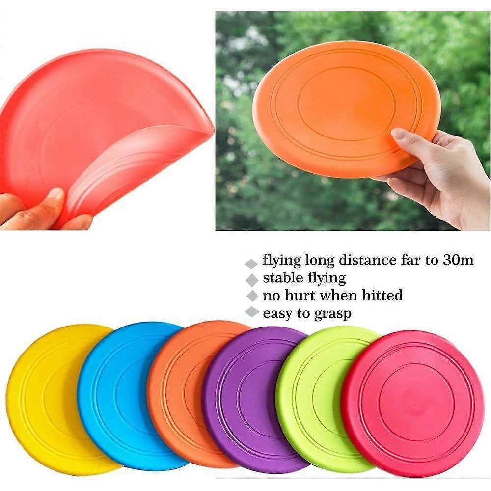 Kids Flying Disc Toy Outdoor Playing Lawn Game Disk Flyer for Kindergarten Teaching Soft Silicone Colorful 6 Pack Set