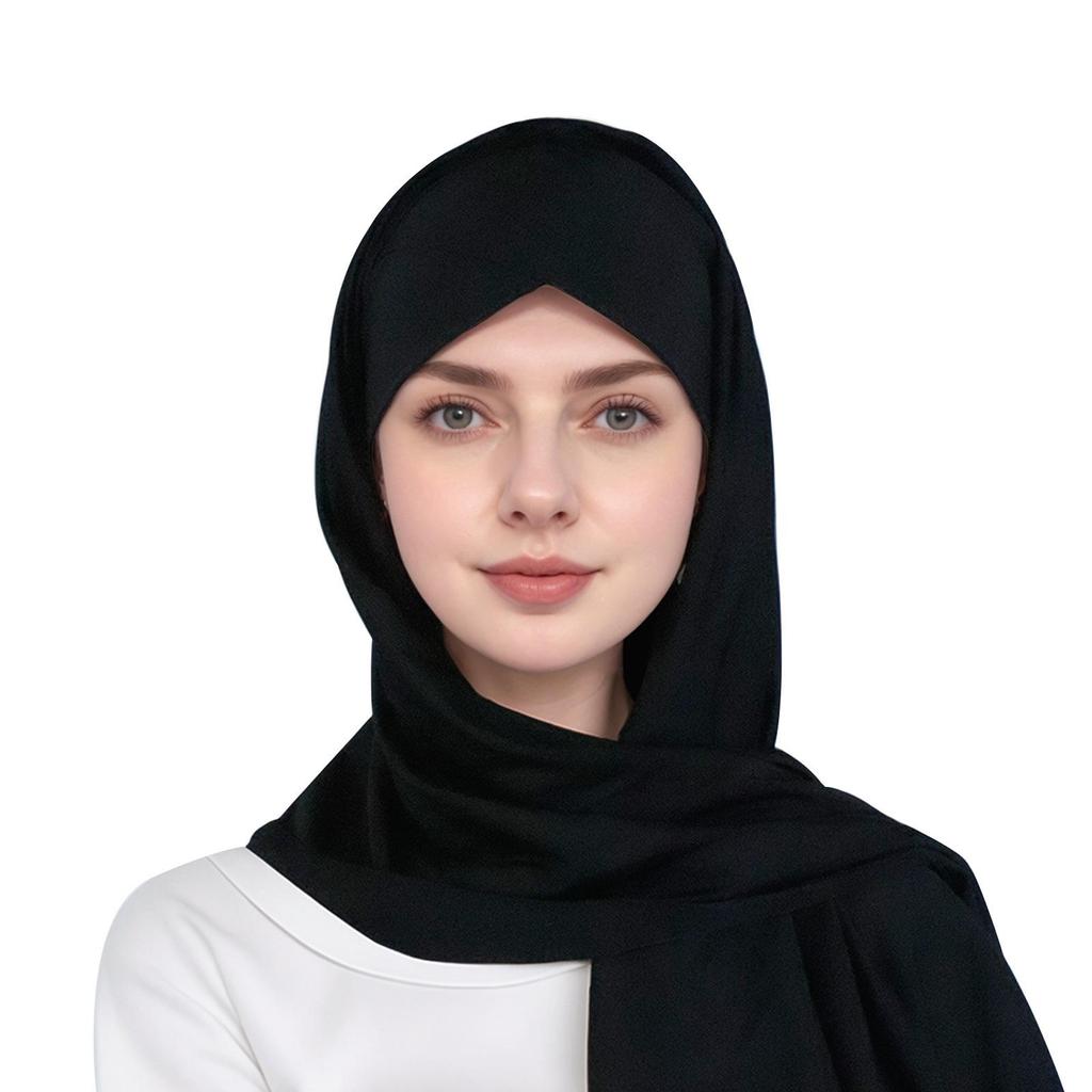 Muslim Fashion Solid Color Criss-Cross Head Wrap with Integrated Sandproof Scarf