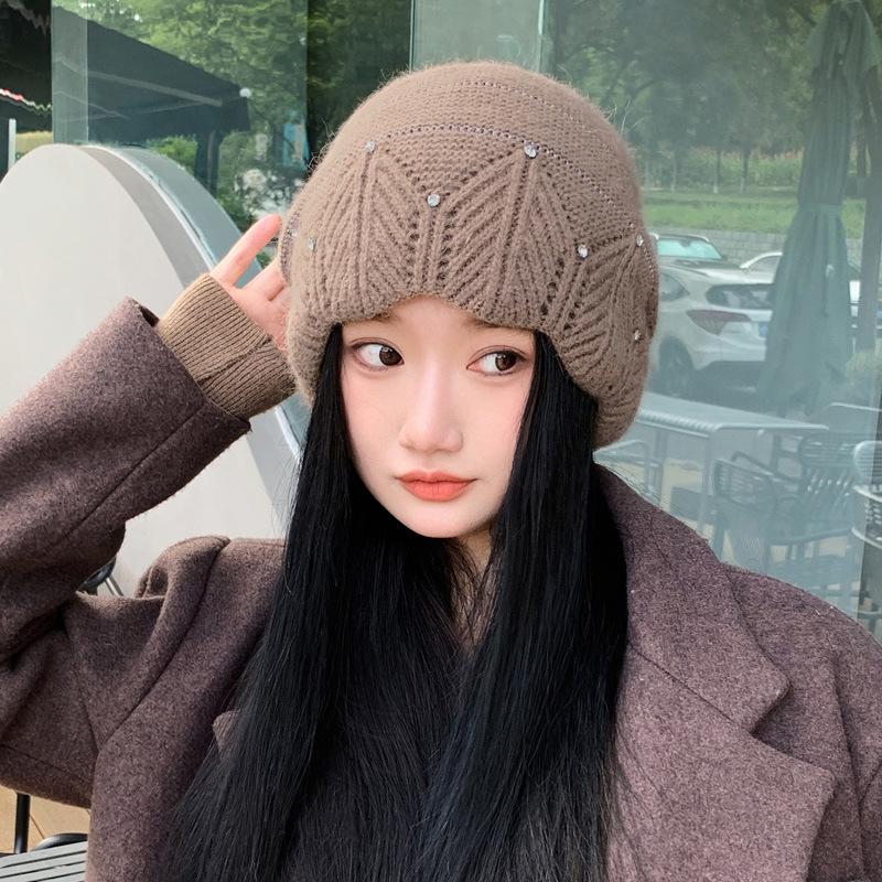 Damen Solid Hat Mode Herbst/Winter Pullover Hut Patch Paar Ski Warme Mütze Hip Hop Mode Strickmütze