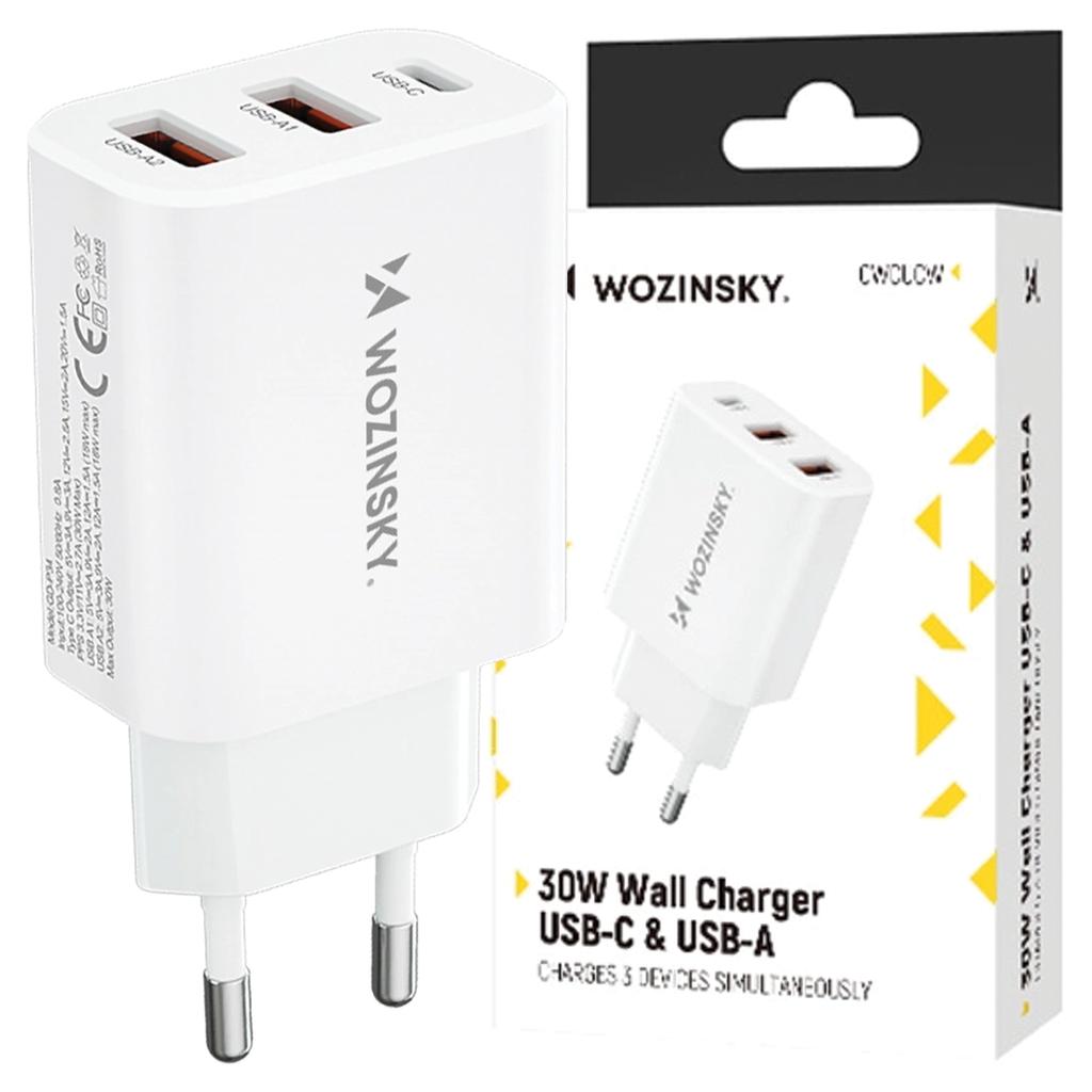 Ładowarka Sieciowa Wozinsky Cwcucw 30W Usb-C / 2 X Usb-A - Biała