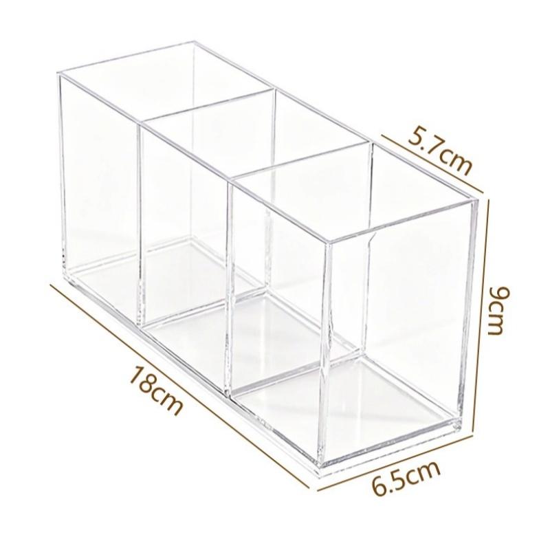 1/2/3 Compartments Makeup Brush Storage Box, Transparent Acrylic, Lipstick,Eyebrow Pencil, Desktop Mirror Cabinet Makeup Storage