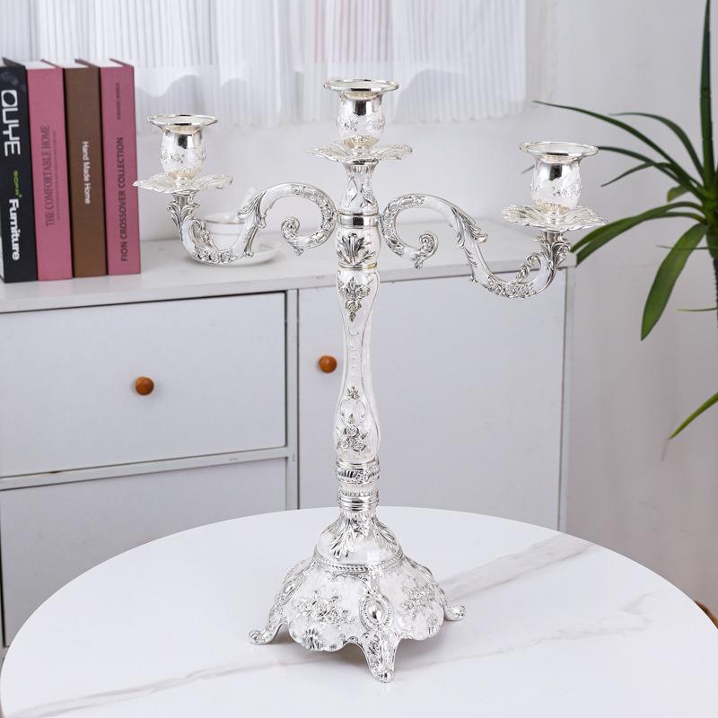 

3/5-Arm European Metal Candle Holder Elegant Dining Table Entryway Decor for Romantic Ambience 1Pc