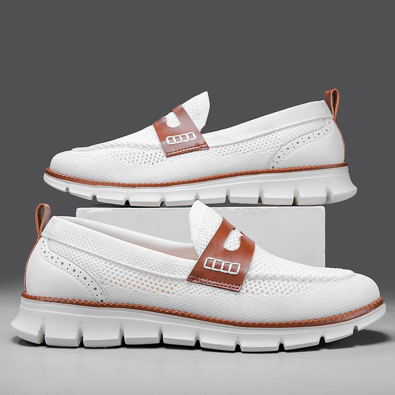 Stilvolle Weiße Herren-Slip-On-Loafer Netzschuhe Übergröße 50 51 52 53 54 Hochwertige Gepolsterte Freizeit-Sneaker