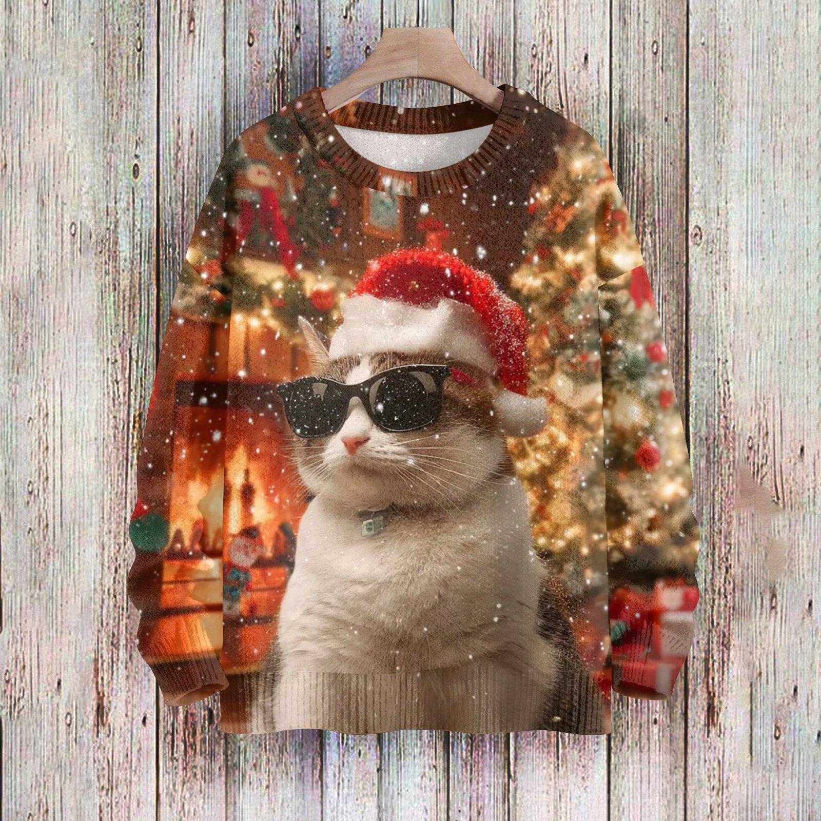 

Рождественские толстовки для женщин Вязаный свитер Милая рубашка Осенний свитер с круглым вырезом Топы XXXL