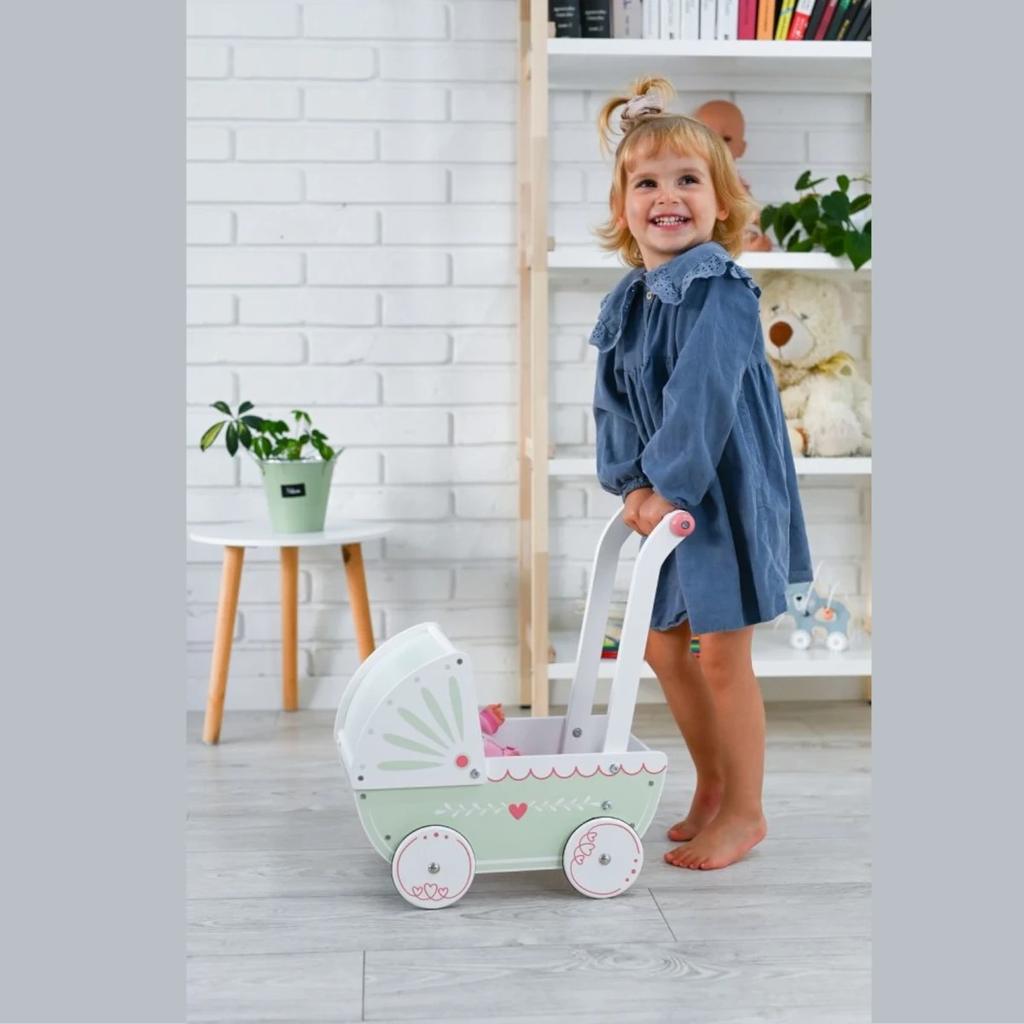 Wooden Pastel Doll Stroller