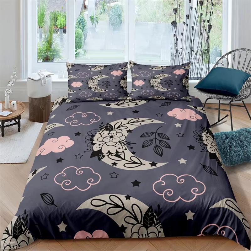Sun And Moon Duvet Cover Moth Sugar Skull Bedding Set Microfiber Butterfly Snake Animal Quilt Cover Weed Plants Bedspreads Cover