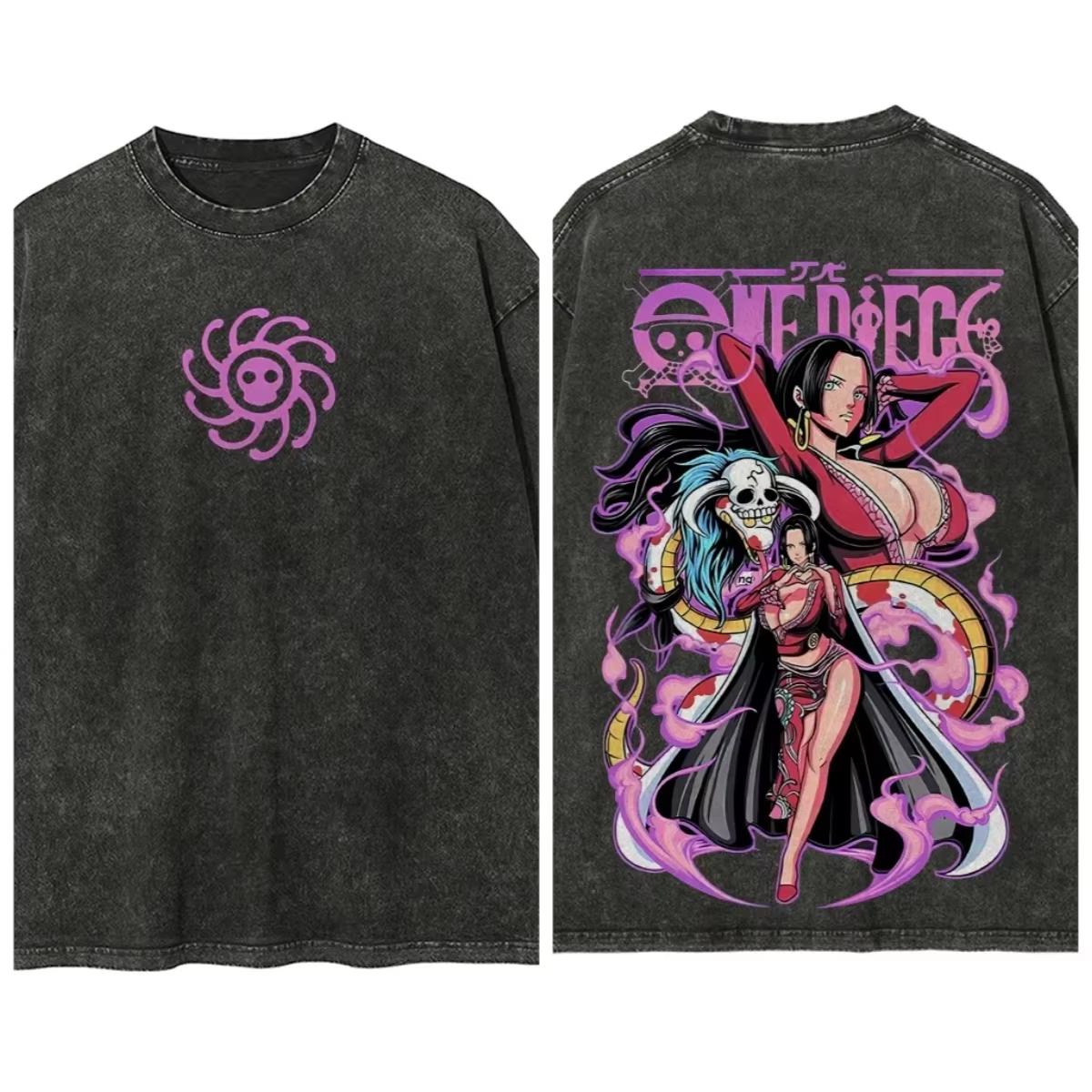 

New Anime ONE PIECE Quality TShirt Men and Women Cotton Vintage Washed Print Retro Streetwear Sports Fitness Tops XL