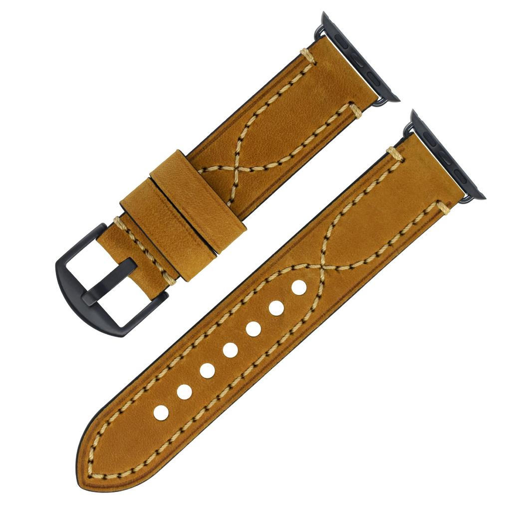 Apple Strap Apple Iwatch7 SE 6 5 4 Genuine Leather First Layer Stainless Steel Pin Buckle Leather Strap Men