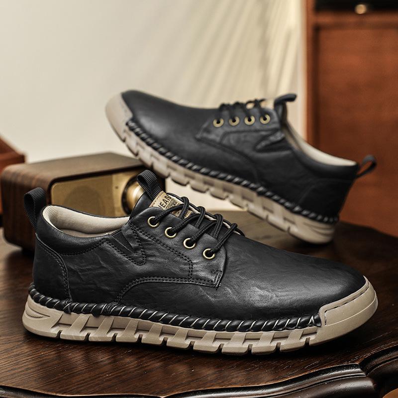 Men's shoes leather business British style casual soft-soled leather shoes men's soft-soled one-pedal lazy black Doudou tide shoes