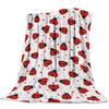 Fleece Throw Bed Blanket – Lightweight, Super Soft Cozy, Red Ladybug On White Background, Gift for Adults & Kids