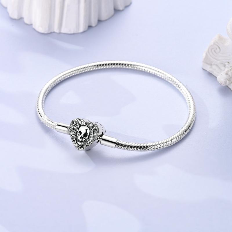 Original Bracelet Bangle 925 Silver Charm Bracelet 17-20CM Love Cross Snake Bone Bracelet for Women Girl DIY Jewelry