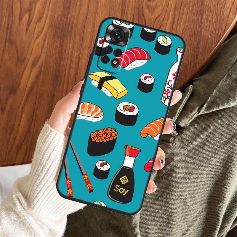 Japanese Sushi Food Case For Xiaomi Redmi Note 14 Pro 13 12 11 10 15 Pro Plus Redmi 13 C 15 10C 12C 14C 15C Cover