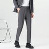 Clearance Foreign Trade Spring and Autumn Korean Style Slim Straight Casual Pants for Men, Trendy Non-Iron Cropped Dress Pants