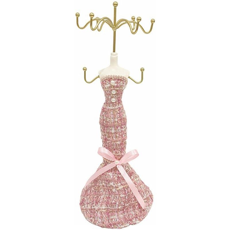 Elegant Fabric Metal Human Shaped Jewelry Display Stand For Earrings Rings Amulets Compact Sturdy Home Store Organizers