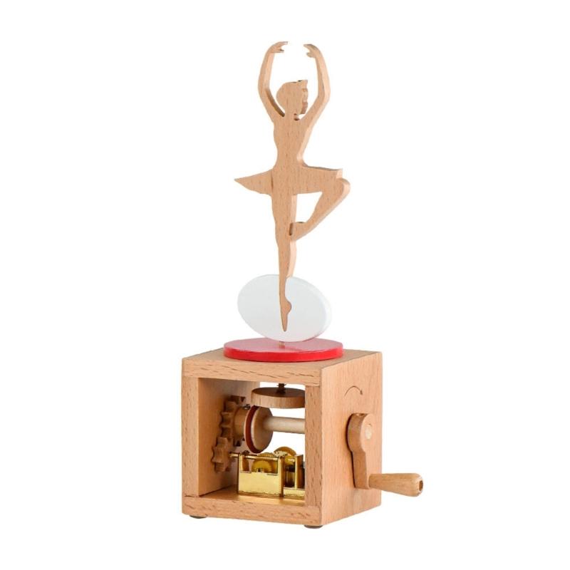 

Elegant Hand Cranked Music Box Vintage Cartoon Animal Figurine Handmade Wood Musical Box Ornament for Home Decoration