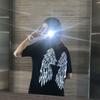 Summer New Fashion Women's Short Sleeve Reflective Wings Dark Trend T-shirt for Men and Women Lovers