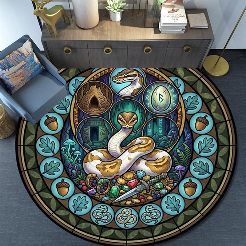 Underwater Treasures Window Round Area Rug Under Office Chairs Bedroom Living Room Home Decor