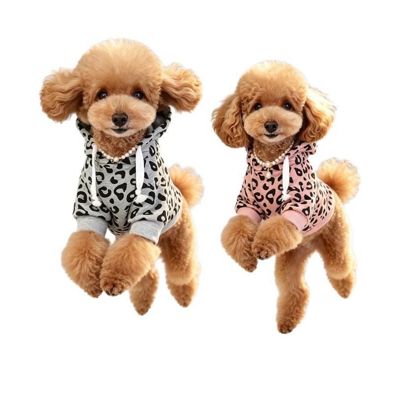 Pet Dog Hoodie Winter Warm Sweater Small Medium Large Dogs Leopard Print Casual Pullover