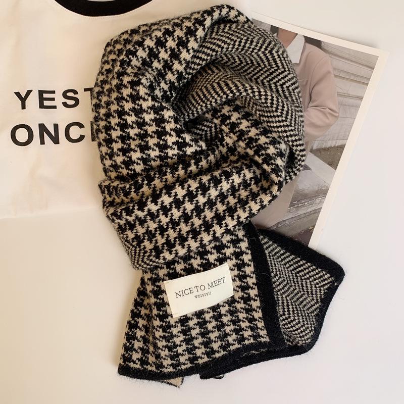 Pepita Gestrickter Schal - Vielseitiger Warmer Nackenschal für Damen und Herren, Winter 2025 Koreanischer Stil