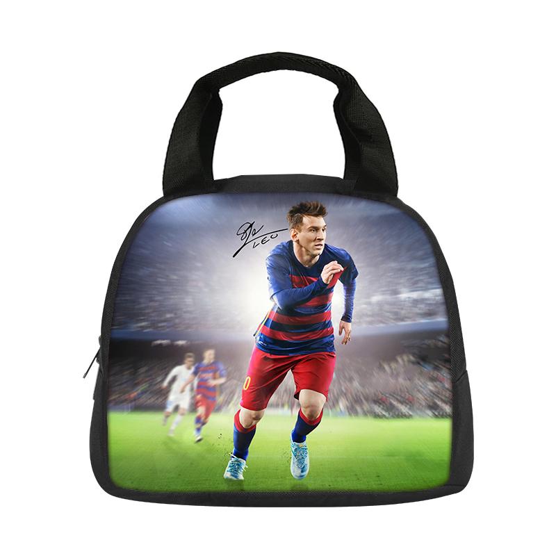 M-Messi School Handbag Insulated Lunch Bag Football Star Student Bento Food Container Bags Reusable Thermal Cooler Lunch Box