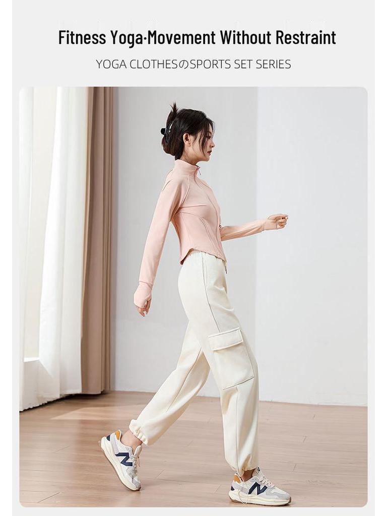 2024 Women's Outdoor Sportswear Set: Casual Gym Yoga Jacket & Loose Cargo Pants
