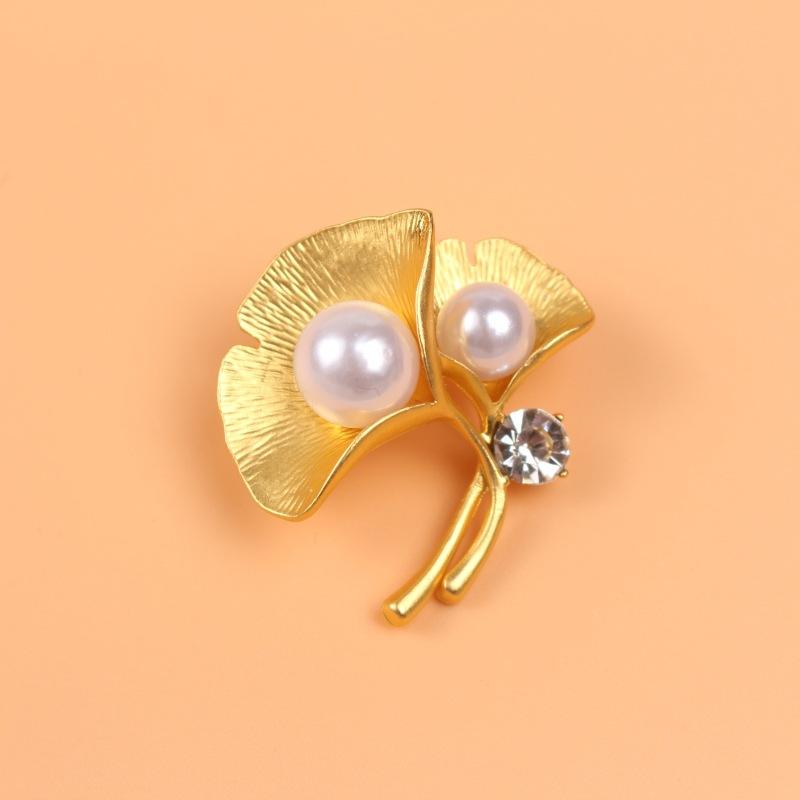 

Жемчужина Женский Глупый Золотой Гинкго Билоба Аксессуары Брошь Мода Простая Прищепка Темперамент Аксессуары золотой