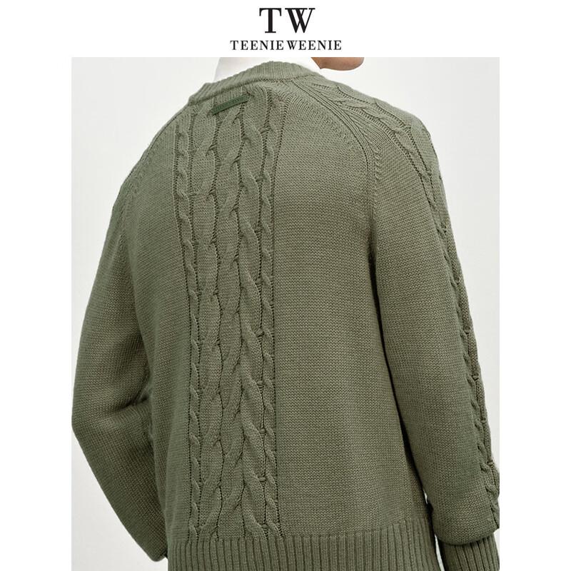Teenie Weenie Men's Retro Cable Knit Round Neck Sweater