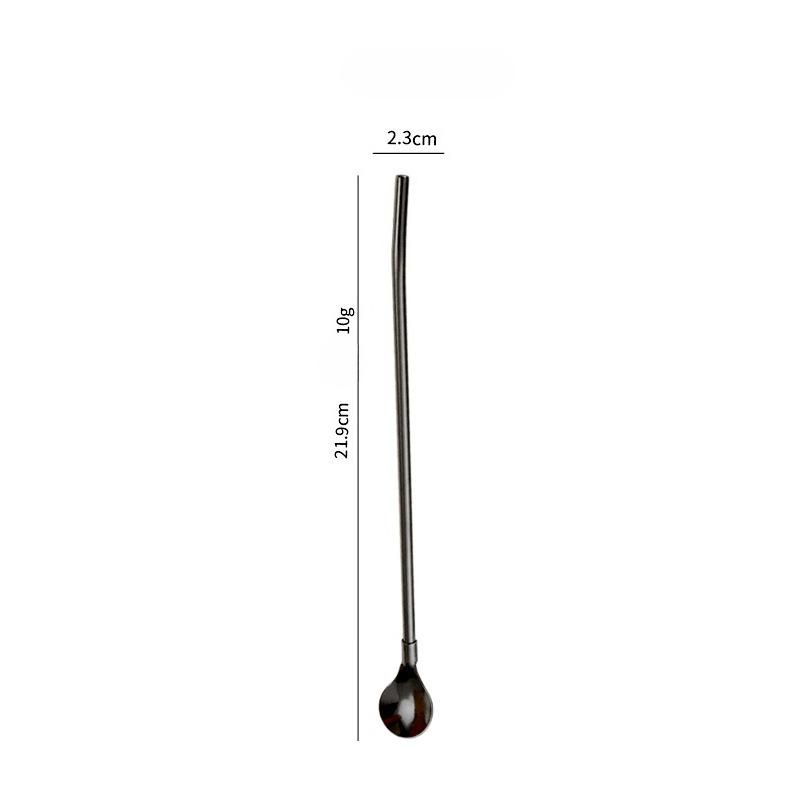 Long Twisted Straw Spoon Portable Stainless Steel Tea Scoop Bent Filter Colored Drinking Cocktail Coffee Stirring Spoons