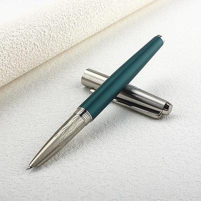 5092 Calligraphy Fountain Pen Bent Nib , Silver Green Color Writing Gift Pen for Painting / Office / Home