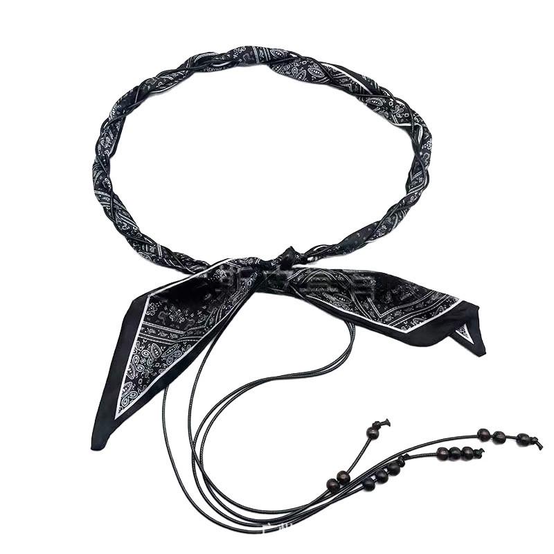 Bohemian Ethnic Silk Scarf Belt: Women's Handmade Woven & Beaded Waist Accessory