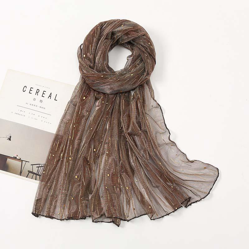 Fashion Gold Silver Thread  Long Shiny Sunscreen Shawl Female Transparent Yarn Wedding Bridesmaid Party Evening Dress Scarf R57