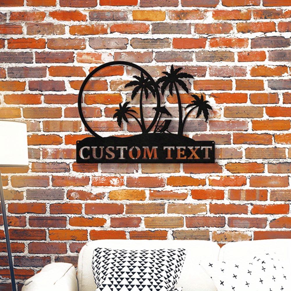 Metal Wall Art Palm Tree Sign Tropical Beach House Decor Outdoor Pool Lake Housewarming Gift Custom Name Sign