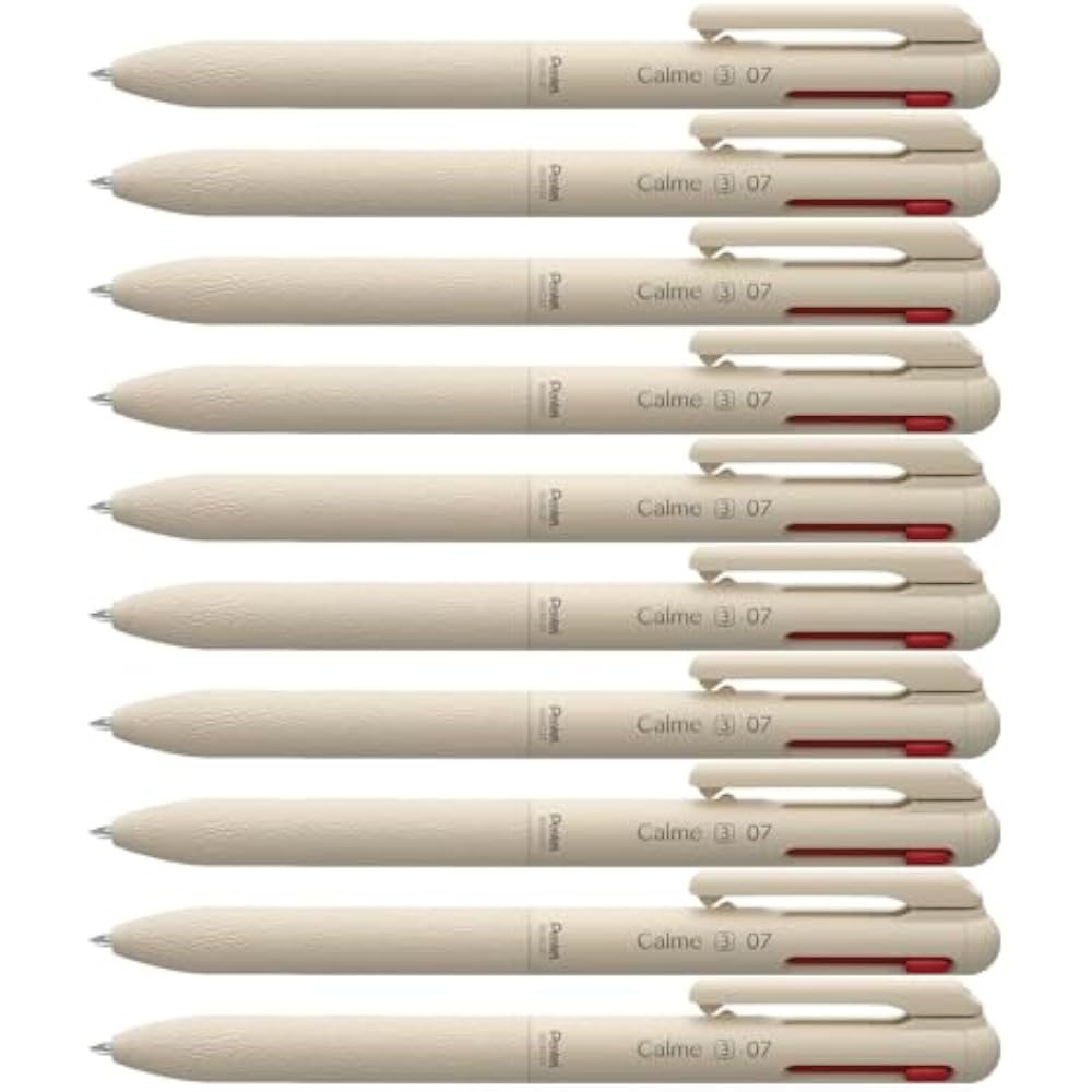 Pentel, 3 color ballpoint pen, Calme, 0.7 mm, beige, 10-pack BXAC37H