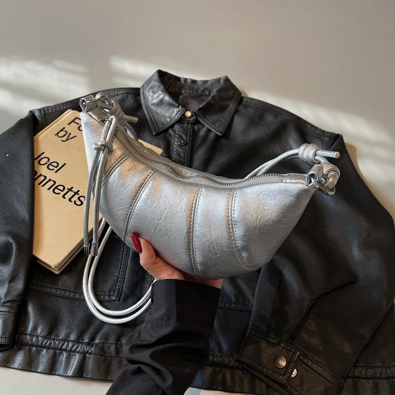 Super fire niche splicing bag women's 2025 new spring and summer versatile messenger dumpling bag popular croissant bag