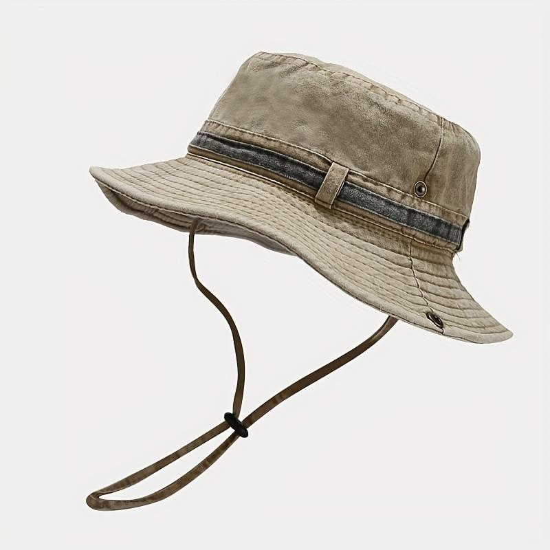 1 ks Sluneční klobouk Boonie Klobouk Washed Bucket Hat Skládací Outdoorový Klobouk na Rybaření Lov s Popruhem Nastavitelný Podbradní Pásek pro Muže a Ženy